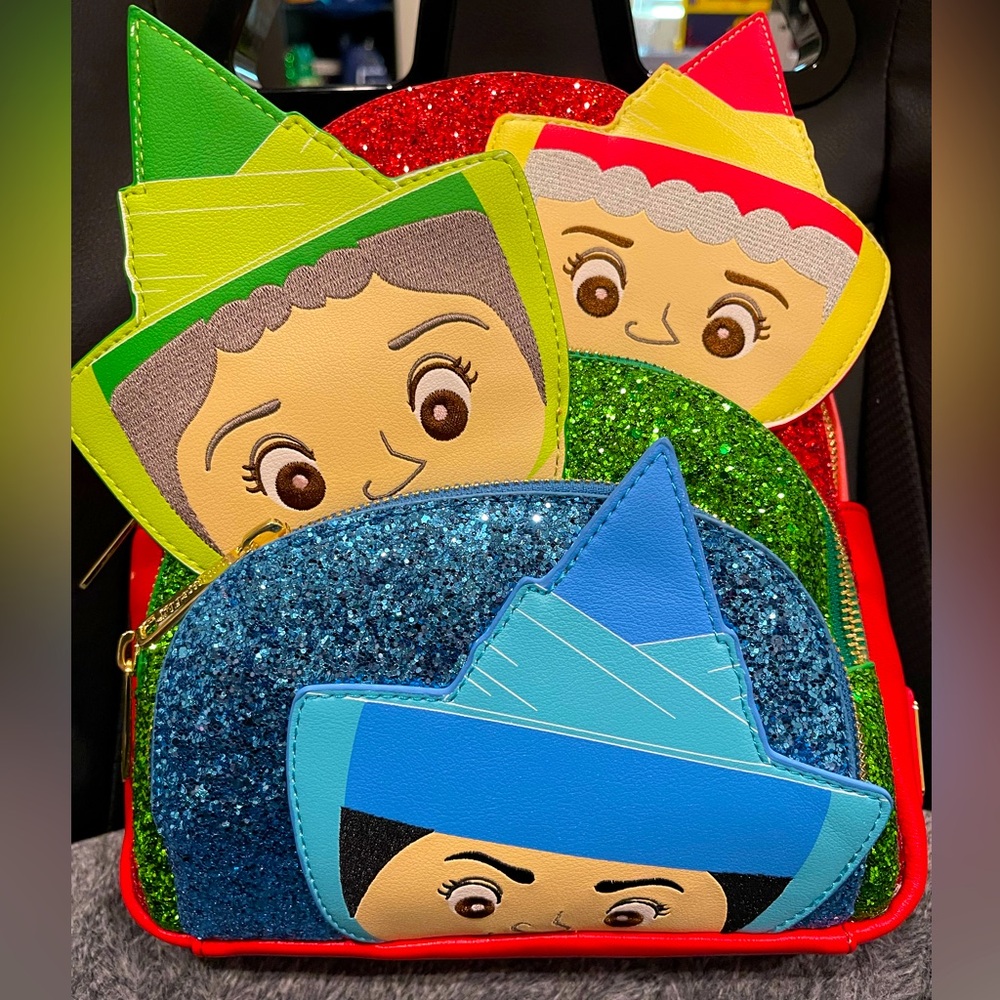 Loungefly Sleeping Beauty Fairy Godmothers Figural Cosplay Backpack BoxLunch NWT
